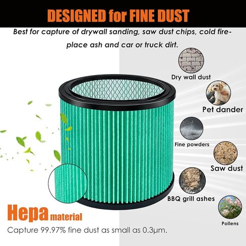 90340 Filters Compatible with Shop Vac 4-16 Gallon/Vacmaster 5-20 Gallon Wet Dry Vacuums, Replaces 90304, 90350, 90333, 9030400 with 4* Foam Sleeve-Hepa in Saudi Arabia