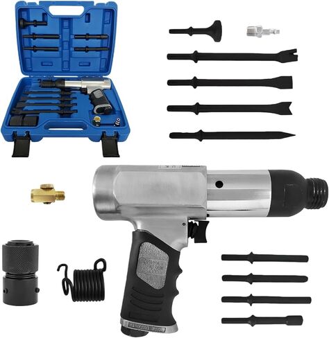 Air Hammer 2500 BPM, 13PCS Air Hammer Attachments Including Tapered Punch, Panel Cutter & Flat Chisel, Ideal for Automotive Repair, Metal Cutting & Demolition Work in Kuwait