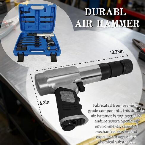 Air Hammer 2500 BPM, 13PCS Air Hammer Attachments Including Tapered Punch, Panel Cutter & Flat Chisel, Ideal for Automotive Repair, Metal Cutting & Demolition Work in Kuwait