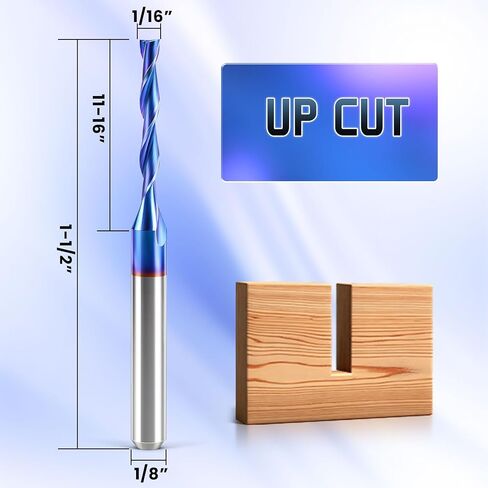 HQMaster CNC Router Bits 1/8" Shank 1/16" Cutting Dia. CNC Bit End Mill Flat Nose Carbide Endmill Two Flute Spiral Upcut Milling Cutter Tool Set for Wood PVC MDF Hardwood 10Pcs in Kuwait