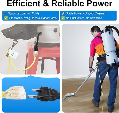 قطعتان من سلك الطاقة 100641 من Dreyoo متوافقة مع مكنسة الظهر ProTeam، 3 أسلاك، مع صامولة وغسالة، ملحقات سلك متوافقة مع Coach/Mega/Aviation Vac، LineVacer، QuietPro، ULPA in Kuwait