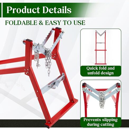 Moxweyeni Heavy-duty Foldable Sawhorse Steel Log Holder for Cutting with Locking Chain and Gloves Log Cutting Stand Sawhorse with Fixed Serrations for Woodworking in Kuwait