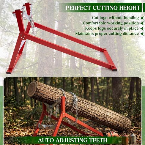 Moxweyeni Heavy-duty Foldable Sawhorse Steel Log Holder for Cutting with Locking Chain and Gloves Log Cutting Stand Sawhorse with Fixed Serrations for Woodworking in Kuwait