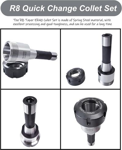 مجموعة حامل كوليت R8 ER40، 17 قطعة R8 End Mill ER40 مجموعة تشاك كوليت لآلة النقش CNC وأداة مخرطة الطحن (دقة 0.0004 بوصة) in Kuwait