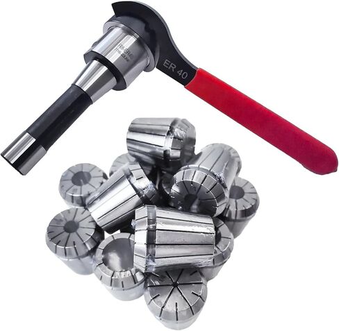 مجموعة حامل كوليت R8 ER40، 17 قطعة R8 End Mill ER40 مجموعة تشاك كوليت لآلة النقش CNC وأداة مخرطة الطحن (دقة 0.0004 بوصة) in Kuwait