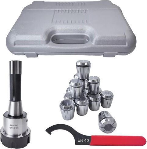 مجموعة حامل كوليت R8 ER40، 17 قطعة R8 End Mill ER40 مجموعة تشاك كوليت لآلة النقش CNC وأداة مخرطة الطحن (دقة 0.0004 بوصة) in Kuwait