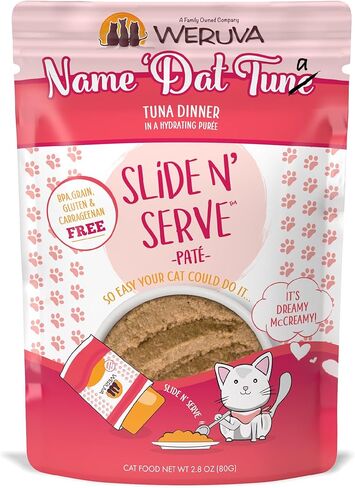 Weruva Slide n 'serving Paté Wet Cat Food ، The Showcase Chowdown Slide n' Serving 2.8oz Pouch Packte من 16 ، ألوان متعددة in Kuwait