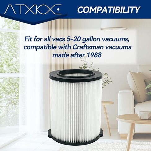 فلتر بديل رطب أو جاف ATXKXE VF4000 للمكانس الكهربائية سعة 5-20 جالون WD5500 WD0671 WD6425 WD7000 WD1280 WD1851 WD1680 WD1956 RV2400A، مرشح VF4000، عبوة من قطعتين in Kuwait