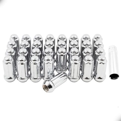 Wheel Accessories Parts 32 Pcs 14mm 2.0 14x2.0 Thread Truck 1.90" Long Spline Lug Nuts Black Truck 7 Spline Fits Ford Excursion 1999-04 F250 F350 in Kuwait