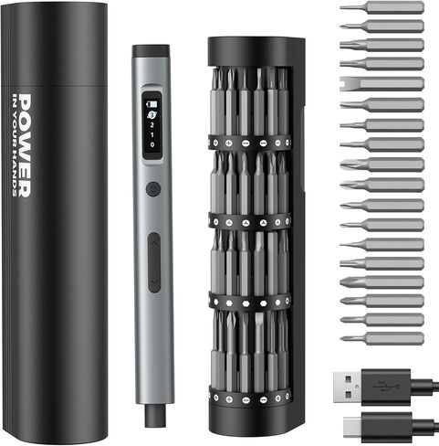 90-in-1 Mini Electric Screwdriver Set, Precision Cordless Power Screwdriver with 78 S2 Magnetic Bits, 3-Gear Torque (Up to 0.55N.m), 500mAh, LED Light, Repair Tool Kit for iPhone, Laptop in Kuwait
