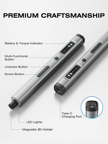 90-in-1 Mini Electric Screwdriver Set, Precision Cordless Power Screwdriver with 78 S2 Magnetic Bits, 3-Gear Torque (Up to 0.55N.m), 500mAh, LED Light, Repair Tool Kit for iPhone, Laptop in Kuwait