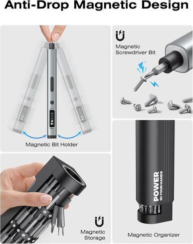 90-in-1 Mini Electric Screwdriver Set, Precision Cordless Power Screwdriver with 78 S2 Magnetic Bits, 3-Gear Torque (Up to 0.55N.m), 500mAh, LED Light, Repair Tool Kit for iPhone, Laptop in Kuwait