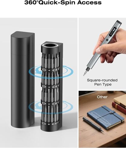 90-in-1 Mini Electric Screwdriver Set, Precision Cordless Power Screwdriver with 78 S2 Magnetic Bits, 3-Gear Torque (Up to 0.55N.m), 500mAh, LED Light, Repair Tool Kit for iPhone, Laptop in Kuwait