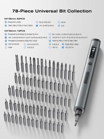 90-in-1 Mini Electric Screwdriver Set, Precision Cordless Power Screwdriver with 78 S2 Magnetic Bits, 3-Gear Torque (Up to 0.55N.m), 500mAh, LED Light, Repair Tool Kit for iPhone, Laptop in Kuwait