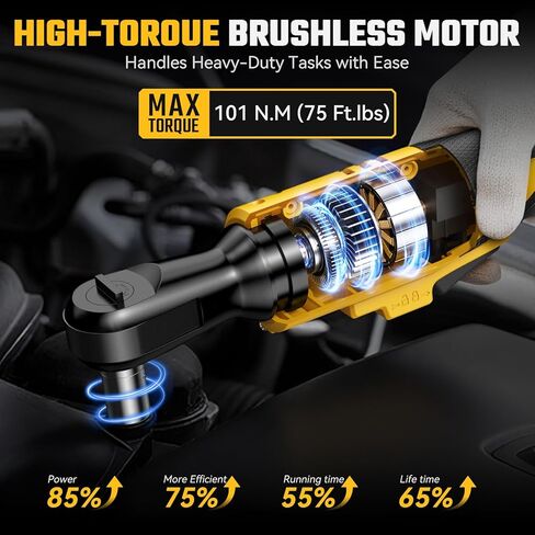 مفتاح ربط سقاطة لاسلكي 3/8 بوصة لبطارية DeWalt 20V Max - مجموعة سقاطة كهربائية بمحرك بدون فرش 75 قدم رطل مع سرعة متغيرة 0-300 دورة في الدقيقة، 8 مقابس، محولات 3/8 بوصة و1/4 بوصة، شريط تمديد 3 بوصة (الأداة فقط) in Kuwait