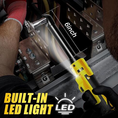 مفتاح ربط بسقاطة لاسلكي ممتد مقاس 3/8 بوصة متوافق مع بطارية Dewalt 20V - ضوء LED مدمج، رقبة طويلة 6 بوصة (الأداة فقط) in Kuwait