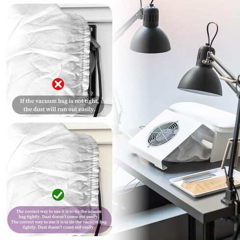 6Pcs White Non-Woven Nail Art Dust Suction Collector, Dust Collector Bags, Replacement Bag for Nail Art Equipment Nails Salon in Kuwait