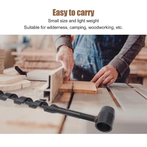 Yanxite Manual Auger Drill, 1 Count, Carbon Steel, 9 inches, Ideal for Woodworking, Camping, Survival, 2 Flute Spiral Bit, Black in Kuwait