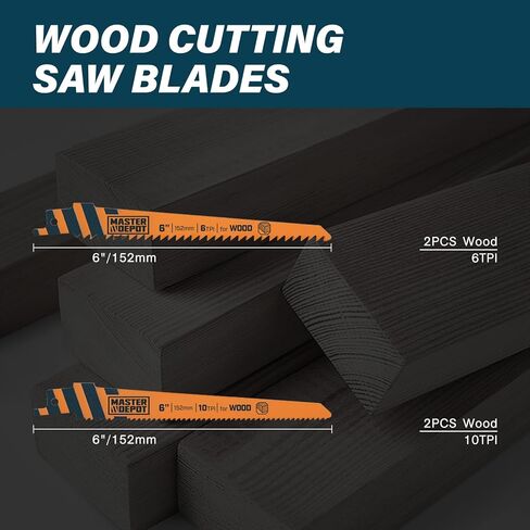 10-Piece Bi-Metal Reciprocating Saw Blades Set, 6 & 4 Inch Saw Blades for Metal & Wood Cutting,Compatible with DeWalt, Milwaukee & More in Kuwait