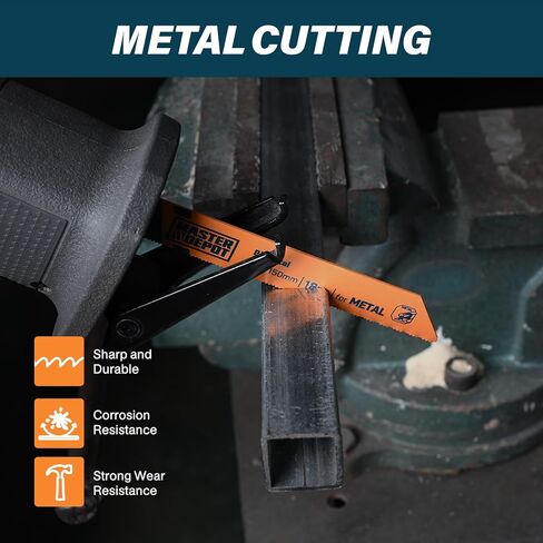 10-Piece Bi-Metal Reciprocating Saw Blades Set, 6 & 4 Inch Saw Blades for Metal & Wood Cutting,Compatible with DeWalt, Milwaukee & More in Kuwait
