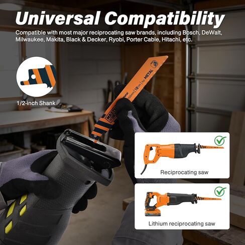 10-Piece Bi-Metal Reciprocating Saw Blades Set, 6 & 4 Inch Saw Blades for Metal & Wood Cutting,Compatible with DeWalt, Milwaukee & More in Kuwait