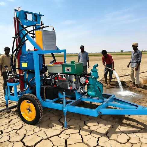 Trailer Mounted Water Well Drilling Rig, Portable Hydraulic Borehole Drilling Machine, 100m Depth Mobile Well Drilling Equipment for Farm Irrigation, Home Use, Civil Drilling Projects in Kuwait