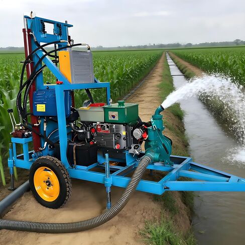 Hydraulic Portable Water Well Drilling Rig, Trailer Mounted Wheeled Borehole Drilling Machine, 100m Depth Well Drilling Equipment for Farm Irrigation, Home Use, Rural Domestic Water in Kuwait
