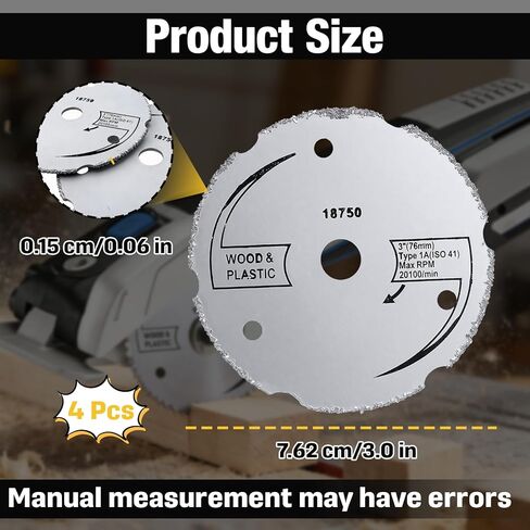 4-Pack 3-inch Bore Carbide Circular Saws Compatible with Dremel SM500 Saw Max, Compatible with Rotozip Zipsaw RFS1000, Compatible with Saw Max US40 Circular Saws - Suitable for Cutting Wood/Plastic in Saudi Arabia