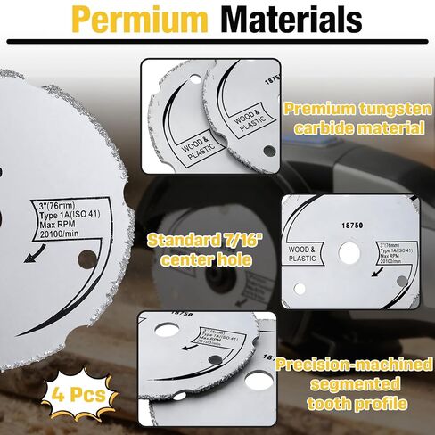 4-Pack 3-inch Bore Carbide Circular Saws Compatible with Dremel SM500 Saw Max, Compatible with Rotozip Zipsaw RFS1000, Compatible with Saw Max US40 Circular Saws - Suitable for Cutting Wood/Plastic in Saudi Arabia