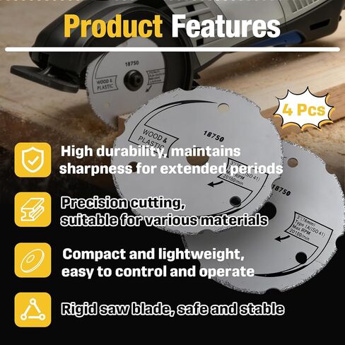 4-Pack 3-inch Bore Carbide Circular Saws Compatible with Dremel SM500 Saw Max, Compatible with Rotozip Zipsaw RFS1000, Compatible with Saw Max US40 Circular Saws - Suitable for Cutting Wood/Plastic in Saudi Arabia