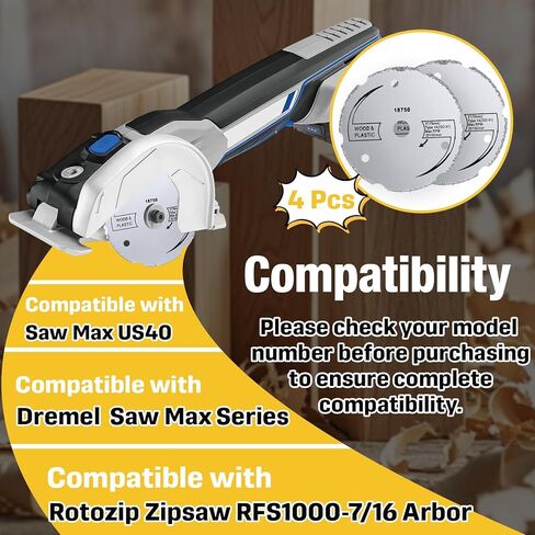 4-Pack 3-inch Bore Carbide Circular Saws Compatible with Dremel SM500 Saw Max, Compatible with Rotozip Zipsaw RFS1000, Compatible with Saw Max US40 Circular Saws - Suitable for Cutting Wood/Plastic in Saudi Arabia