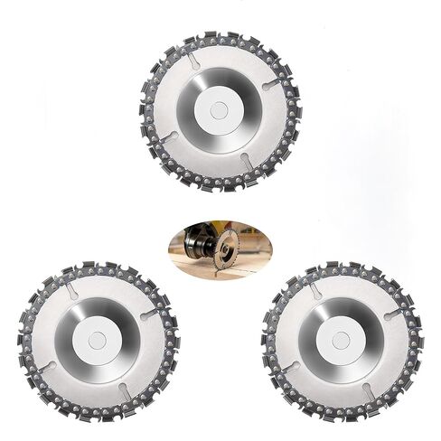 3 Pcs 5/8 Inch Chain Disc Saw Blades for Angle Grinders 4 Inch 22 Teeth Wood Carving Chain Disc for 4 Inch/ 4-1/2 Inch Angle Grinder Grinding Shaping Attachment Circular Chainsaw Wheel in Kuwait