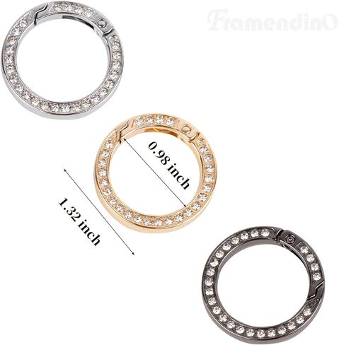 Framendino ، Rhinestone Spring O Rings Bling Round Clip Buckle Diamond Buckle for DIY Crafts in Saudi Arabia