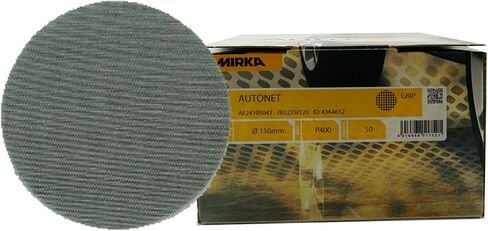 قرص صنفرة MIRKA AE24105041 Autonet - قبضة 150 مم - حبيبات P400 - الحبوب: أكسيد الألومنيوم على الراتنج فوق الراتنج - شبكة PA/شبكة PES - الطلاء: مغلق - رمادي - عبوة من 50 قطعة in Kuwait