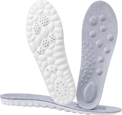 Memory Foam Insoles for Men & Women, 4D Cloud Cushion Shoe Inserts with Arch Support, Shock Absorbing Anti-Fatigue Comfort, for Plantar Fasciitis (Gray, Men 6.5-7 | Women 8.5-9-(255-260mm)) in Saudi Arabia