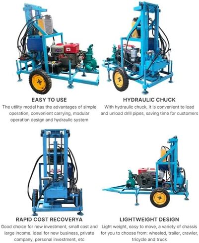 Mini Portable Water Well Drilling Rig Lightweight DIY Borehole Drilling Machine for Residential Water Wells, Two-cylinder Engine Water Well Drilling Rig for Fast Drilling & Reliable Water Access in Kuwait