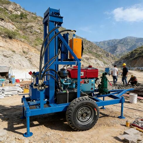 Mini Portable Water Well Drilling Rig Lightweight DIY Borehole Drilling Machine for Residential Water Wells, Two-cylinder Engine Water Well Drilling Rig for Fast Drilling & Reliable Water Access in Kuwait