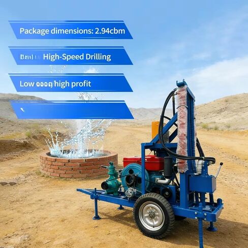 Portable Water Well Drilling Rig, Hydraulic Borehole Drill Machine 50–200m Depth, Mobile Well Driller Small Drilling Machine for Farm Irrigation, Residential Backyard & Rural Use in Kuwait