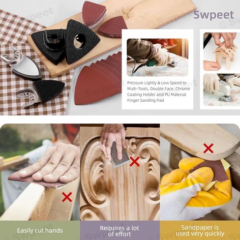 مجموعة أدوات الصنفرة المتأرجحة 134 قطعة من Swpeet، تتضمن قطعتين من وسادات الصنفرة المثلثة وقطعتين من وسادات الصنفرة بالأصابع، 130 قطعة متنوعة 60 80 100 120 180 240 320 400 ورقة صنفرة متعددة الأدوات للصنفرة in Kuwait