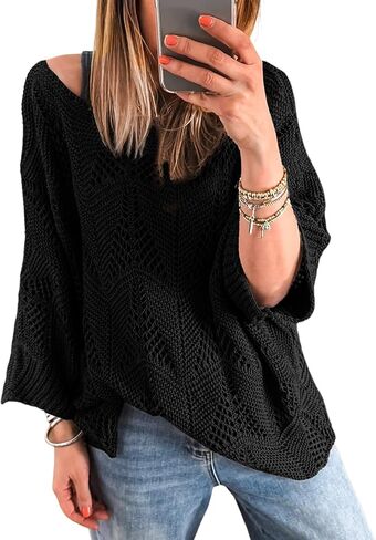 سترة علوية نسائية كاجوال خفيفة الوزن بياقة دائرية وأكمام طويلة من Acelitt، مقاس S-XXL in Saudi Arabia