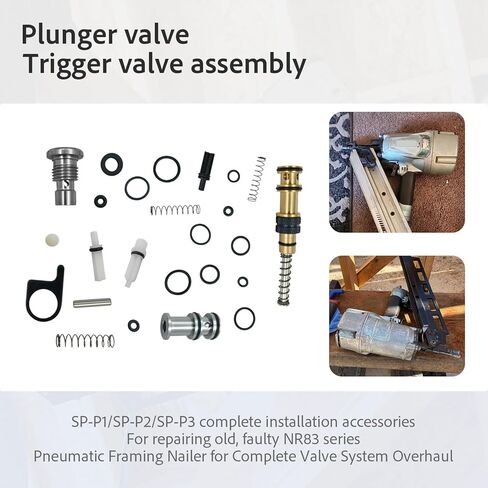 SP-P1 SP-P2 SP-P3 Plunger & Trigger Valve Assembly Kit Fits for Hitachi NR83A NR83A2 NR83A2(S) NR83A3 Framing Nailer - Replaces 877-337 884-111 875-638 in Kuwait