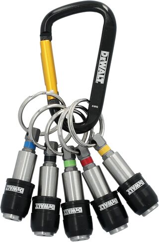 مجموعة حامل لقمة مفاتيح من DEWALT لقم سداسية مقاس 1/4 بوصة، سلسلة مفاتيح حامل لقمة معدنية متينة (DWAFHLDKC5) in Kuwait