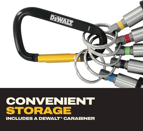 مجموعة حامل لقمة مفاتيح من DEWALT لقم سداسية مقاس 1/4 بوصة، سلسلة مفاتيح حامل لقمة معدنية متينة (DWAFHLDKC5) in Kuwait