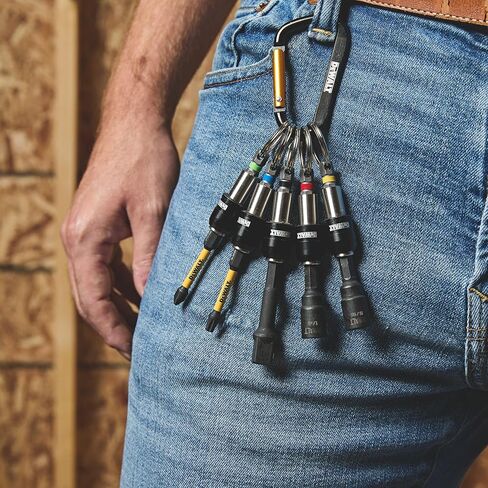 مجموعة حامل لقمة مفاتيح من DEWALT لقم سداسية مقاس 1/4 بوصة، سلسلة مفاتيح حامل لقمة معدنية متينة (DWAFHLDKC5) in Kuwait