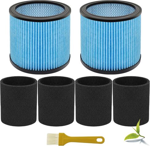 مرشحات رماد 90340 متوافقة مع مكانس Shop Vac 4-16 جالون/Vacmaster 5-20 جالون الرطبة والجافة، تستبدل 90304، 90350، 90333، 9030400 بـ 4 × غلاف إسفنجي - عبوتان in Kuwait