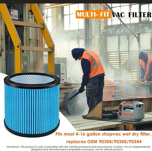 مرشحات رماد 90340 متوافقة مع مكانس Shop Vac 4-16 جالون/Vacmaster 5-20 جالون الرطبة والجافة، تستبدل 90304، 90350، 90333، 9030400 بـ 4 × غلاف إسفنجي - عبوتان in Kuwait