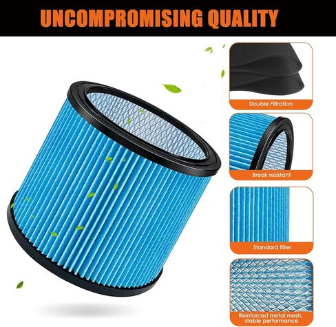 مرشحات رماد 90340 متوافقة مع مكانس Shop Vac 4-16 جالون/Vacmaster 5-20 جالون الرطبة والجافة، تستبدل 90304، 90350، 90333، 9030400 بـ 4 × غلاف إسفنجي - عبوتان in Kuwait