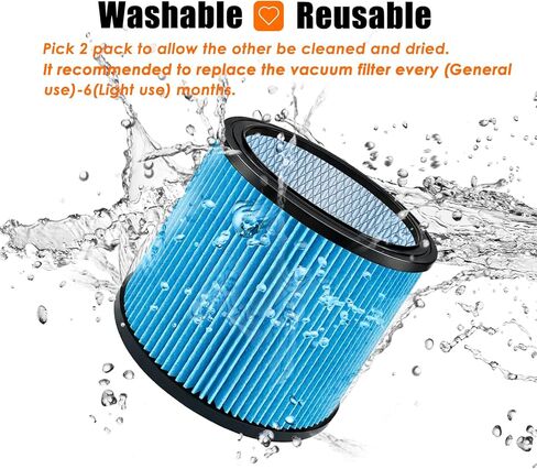 مرشحات رماد 90340 متوافقة مع مكانس Shop Vac 4-16 جالون/Vacmaster 5-20 جالون الرطبة والجافة، تستبدل 90304، 90350، 90333، 9030400 بـ 4 × غلاف إسفنجي - عبوتان in Kuwait