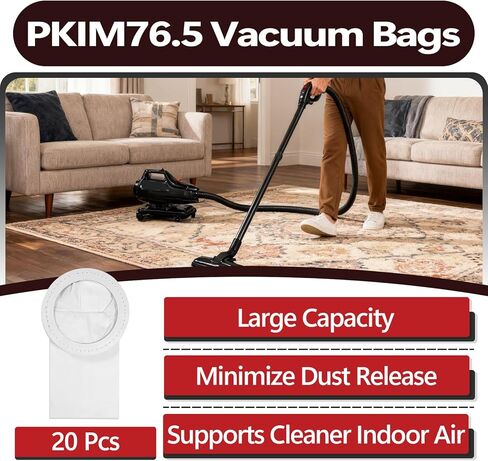 20 Pcs Vacuum Cleaner Dust Bags for Oreck XL Ironman Canister Vacuums, Compatible with Models IM76, IM88, IM90, IM98, Replacement for PKIM76.5 Filter Bags in Kuwait