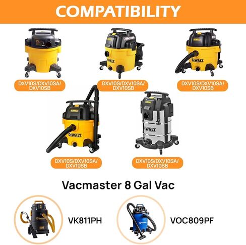 4 أكياس مكنسة كهربائية DXVA19-4101، متوافقة مع مكانس متجر DEWALT الرطبة/الجافة سعة 6-10 جالون، أكياس فلتر بديلة للاستعمال مرة واحدة لـ DXV06P، DXV09P، DXV09PA، DXV10P، DXV10PL، DXV10S، DXV10SA، DXV10SB in Kuwait